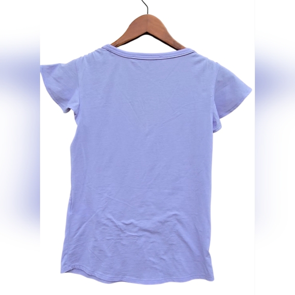 White House Black Market Lilac V-Neck Flutter Sleeve Top - Picture 4 of 8